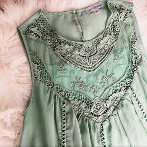 Mint green peasant dress